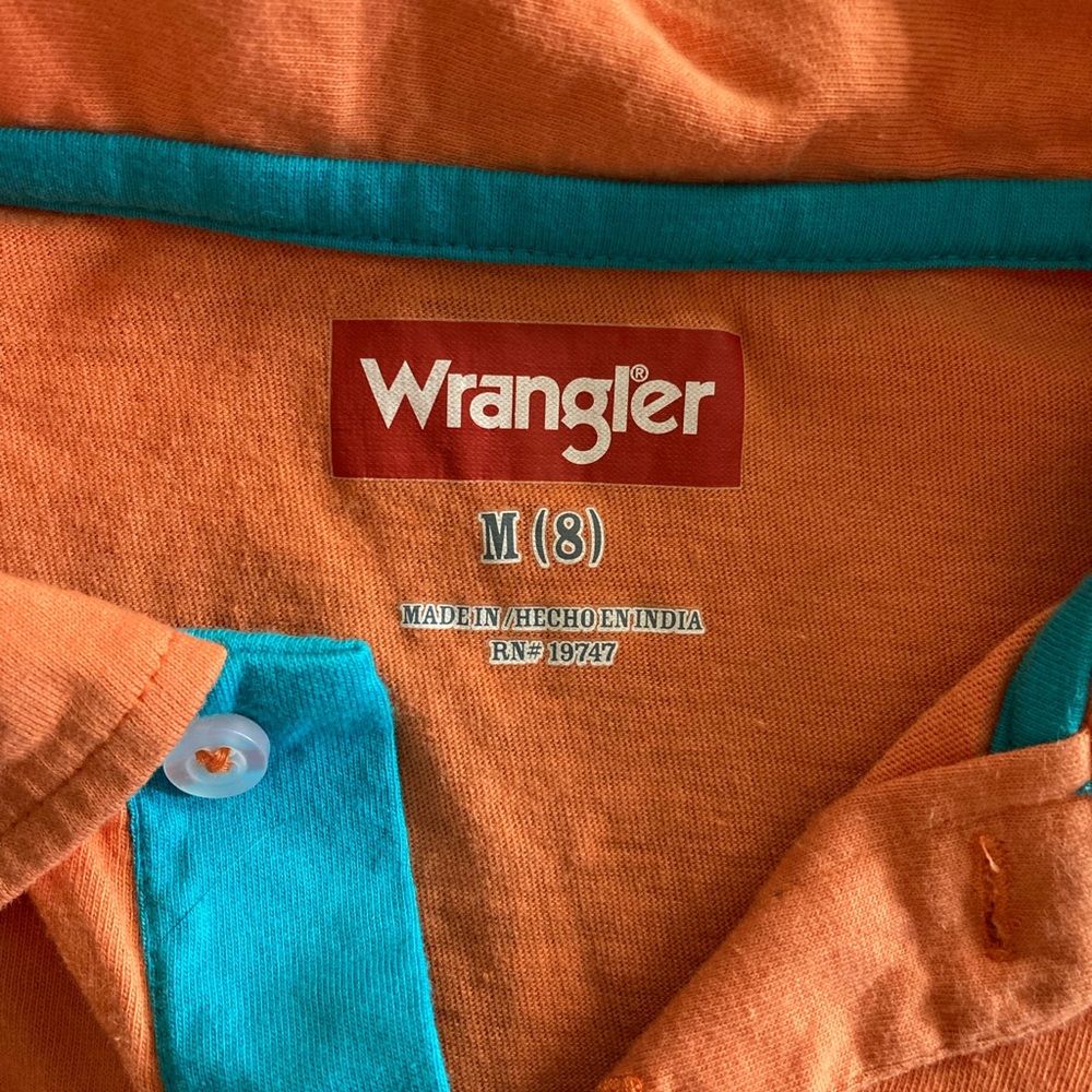 WRANGLER Boys Orange Stripe Polo Shirt M (8)